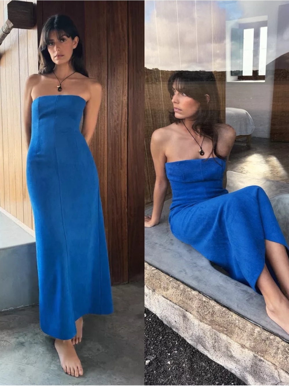 Zara Strapless Cobalt Blue Midi Dress